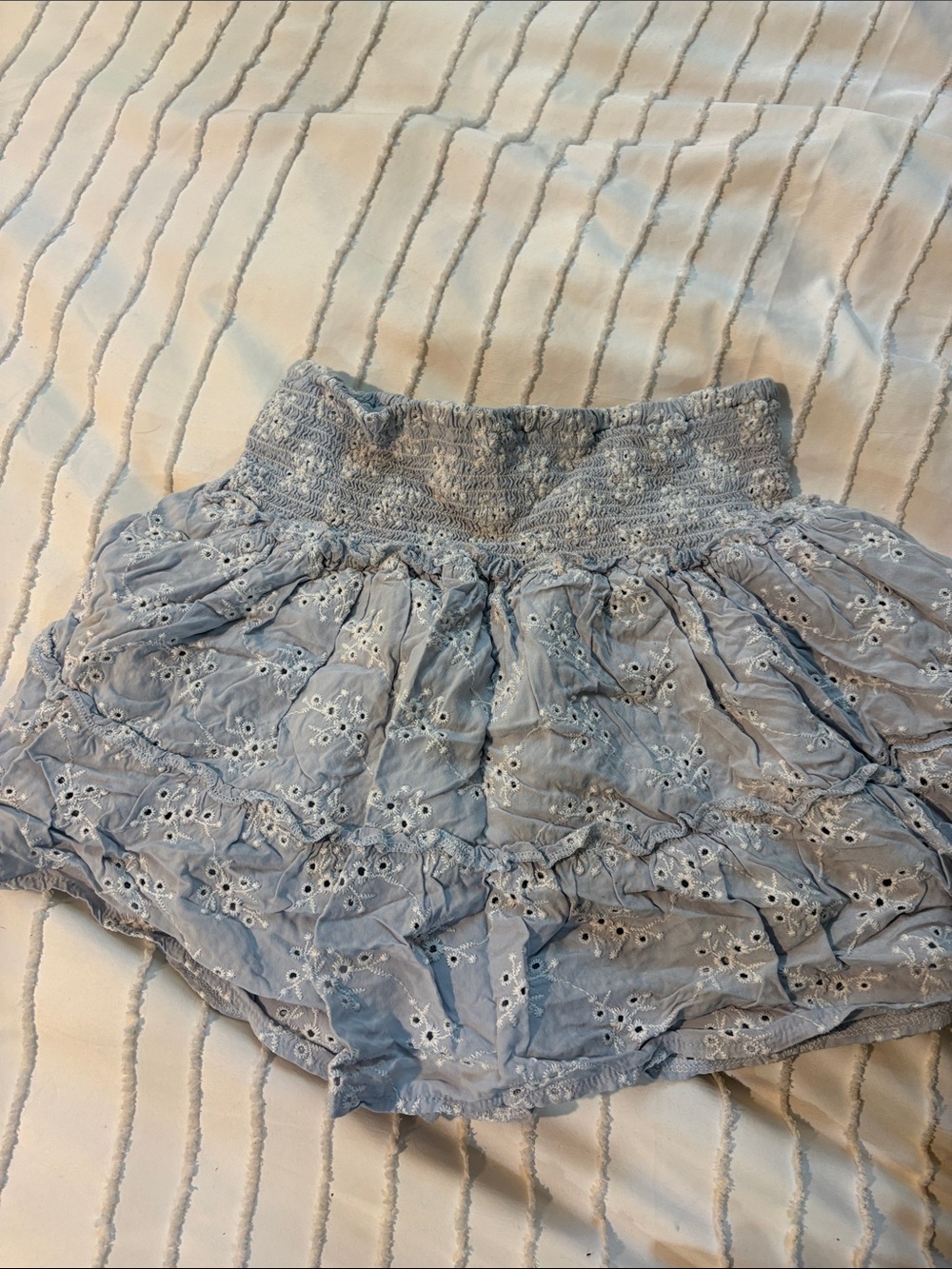Ocean Drive Light Blue Eyelet High-Waist Shorts